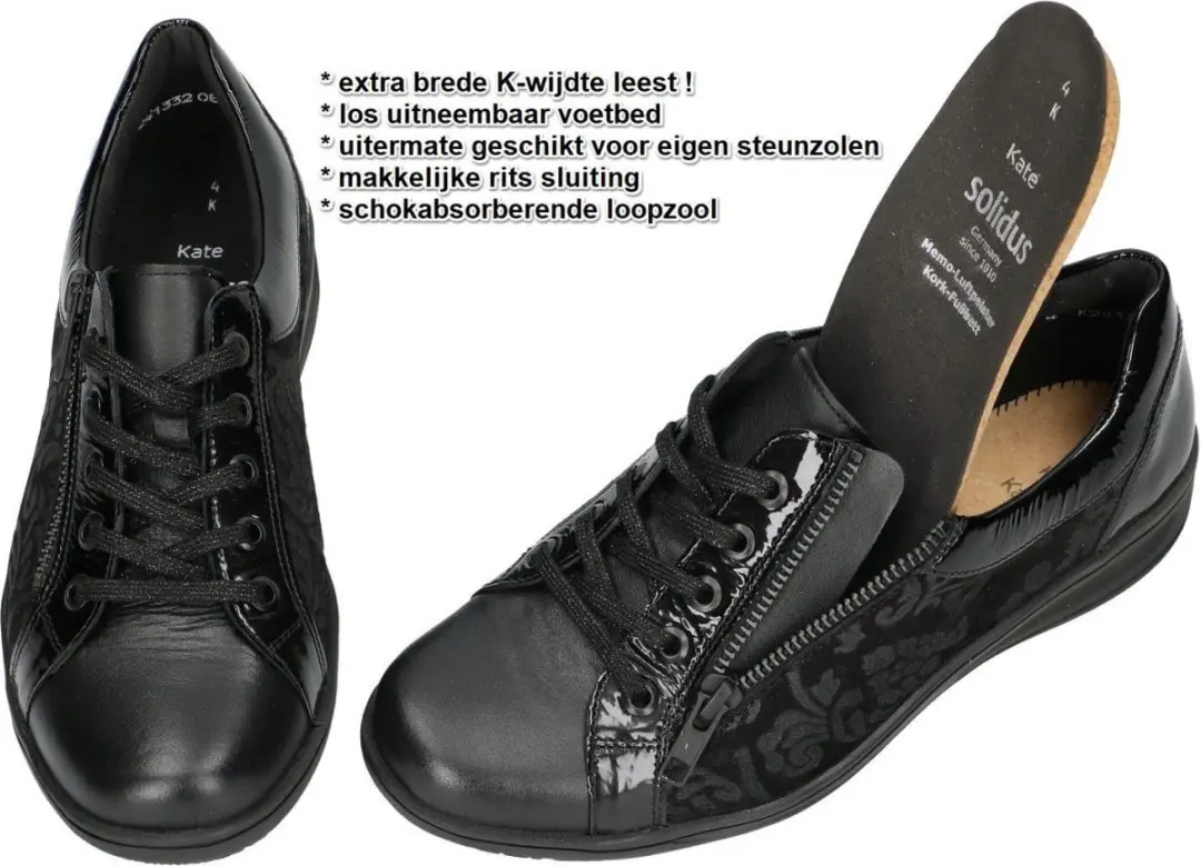 Solidus Kate Sneakers 29001-01001 - Maat 36.5 - Zwart - afbeelding 6 van 6