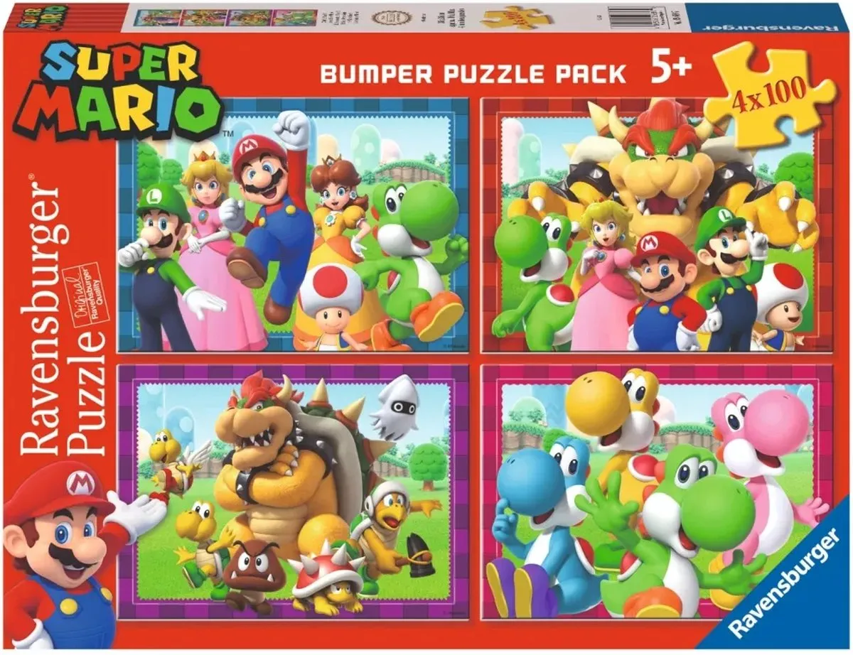 Ravensburger Super Mario 4-in-1 Puzzel 100 Stukjes - Multicolor