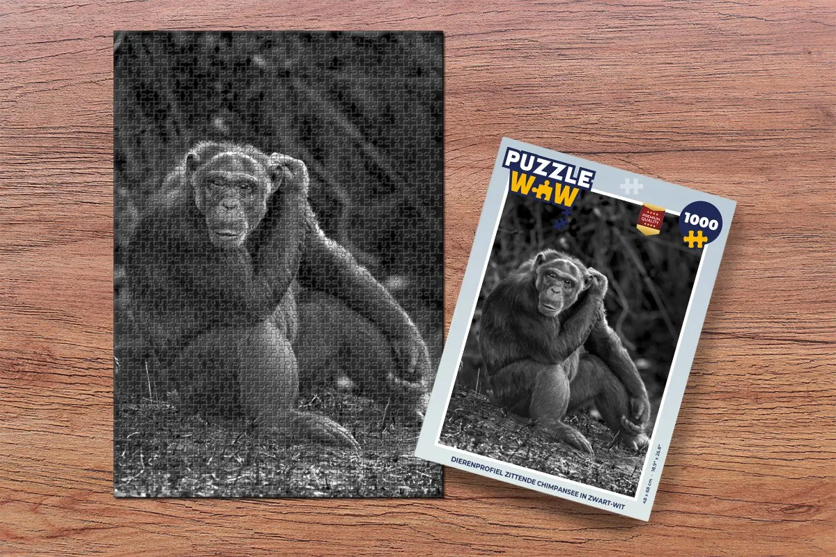 PuzzleWow Dierenprofiel Chimpansee Legpuzzel 1000 Stuks - Multicolor