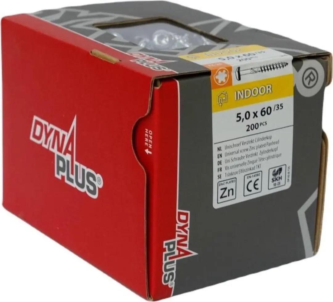 Dynaplus Unischroef Torx 25 Cilinderkop 5x60mm - 200 Stuks - Verzinkt - afbeelding 4 van 4