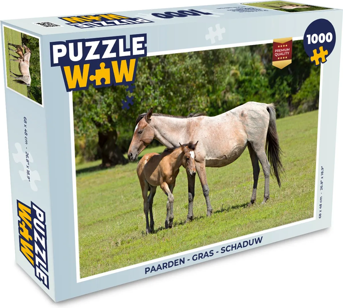 PuzzleWow Paarden Gras Schaduw Legpuzzel 1000 Stuks - Multicolor