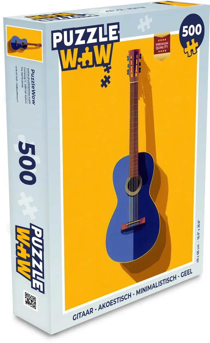 PuzzleWow Gitaar Puzzel 500 Stuks - Geel