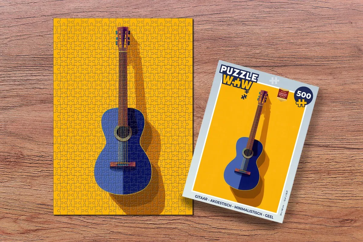 PuzzleWow Gitaar Puzzel 500 Stuks - Geel