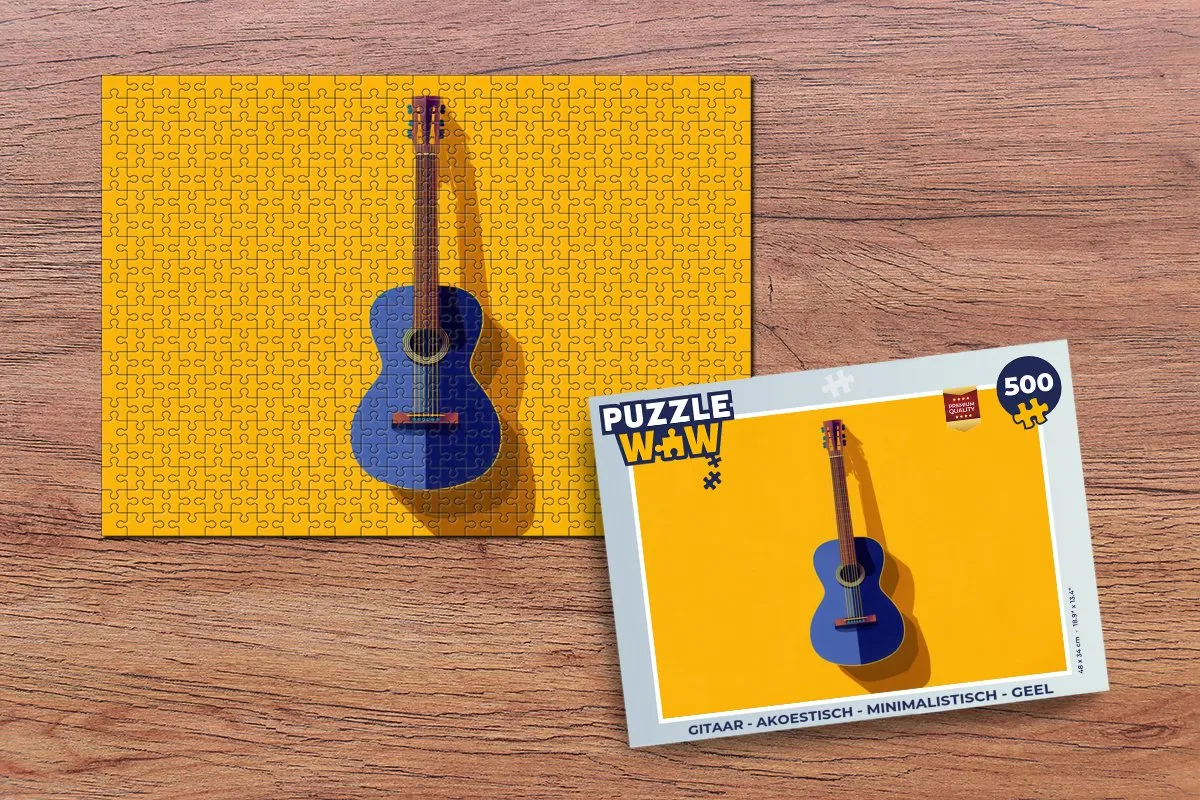 PuzzleWow Gitaar Puzzel 500 Stuks - Geel