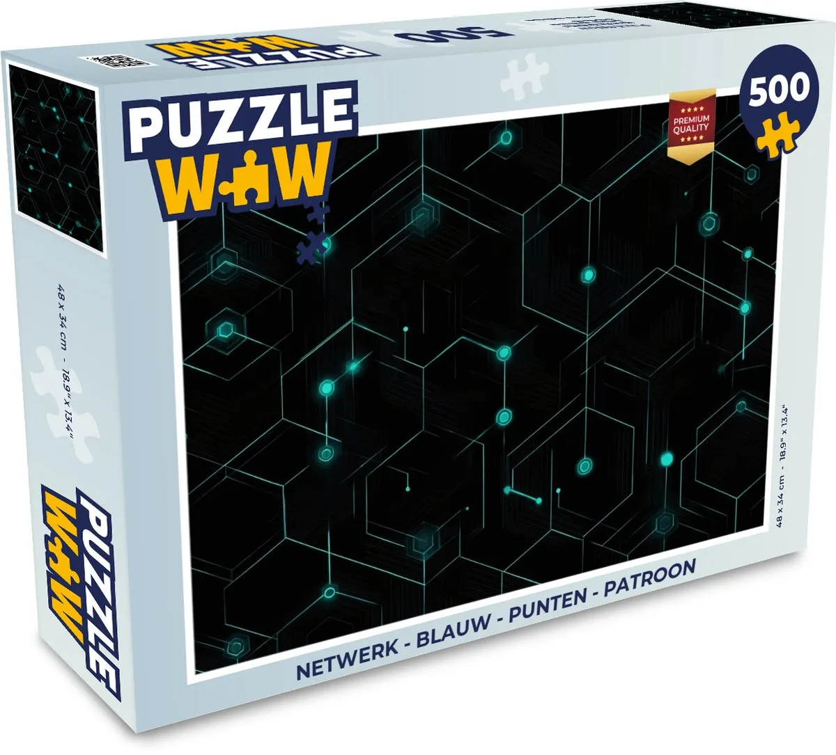 PuzzleWow Netwerk Legpuzzel 500 Stuks - Blauw