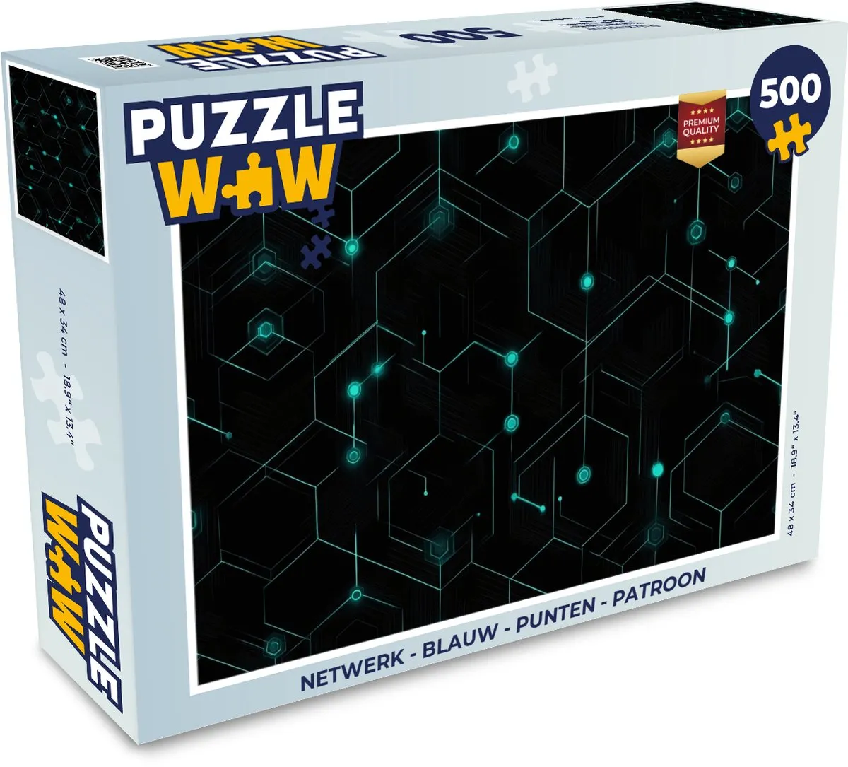 PuzzleWow Netwerk Legpuzzel 500 Stuks - Blauw