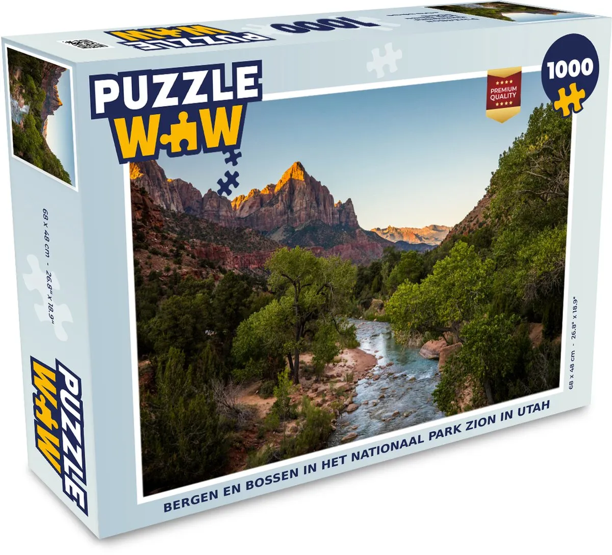 PuzzleWow Bergen en Bossen Zion Utah Legpuzzel 1000 Stuks - Multicolor