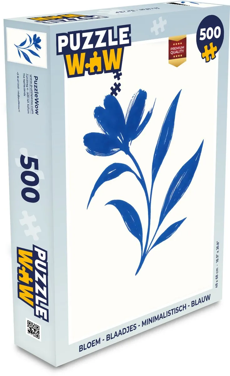 PuzzleWow Minimalistisch Bloem Blaadjes Legpuzzel 500 Stuks - Blauw