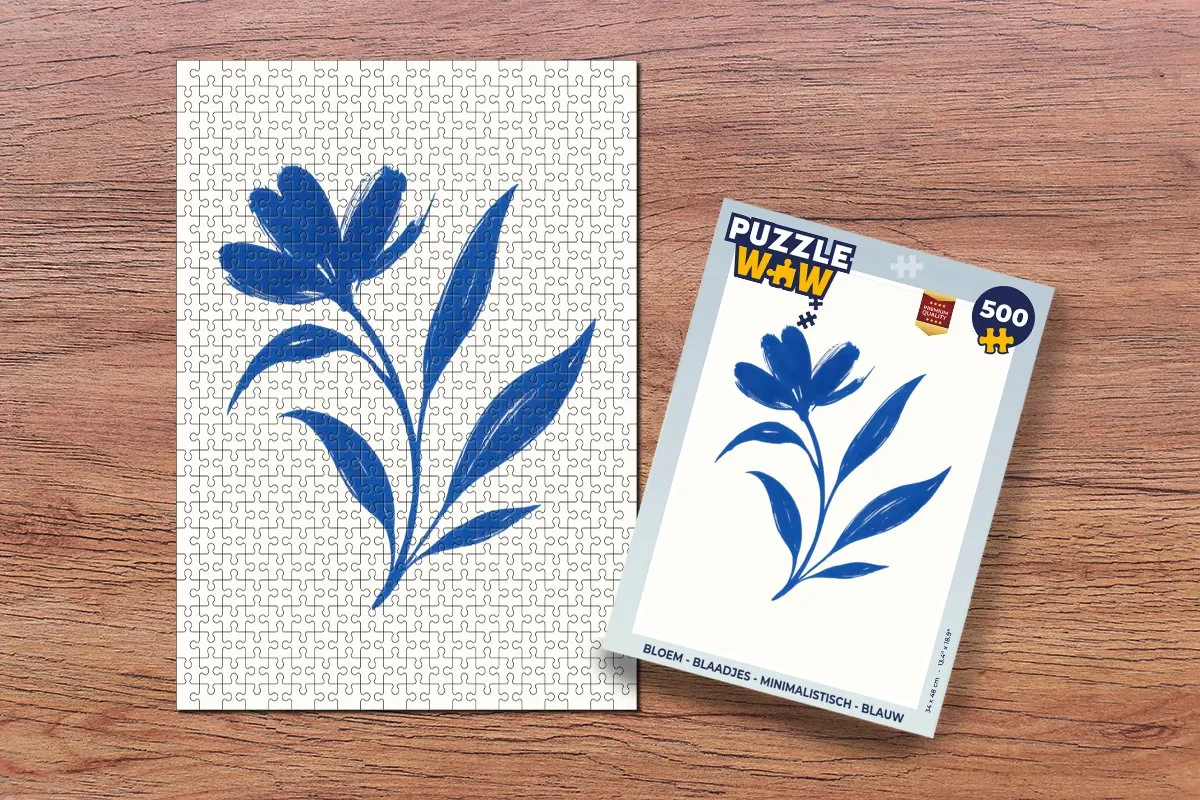 PuzzleWow Minimalistisch Bloem Blaadjes Legpuzzel 500 Stuks - Blauw