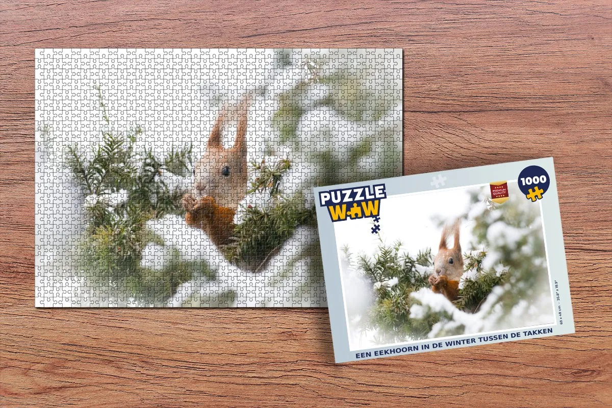 PuzzleWow Eekhoorn Den Sneeuw Legpuzzel 1000 Stuks - Multicolor