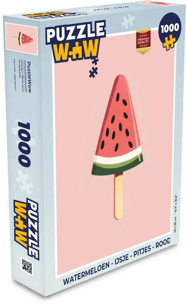 PuzzleWow Watermeloen Legpuzzel 1000 Stuks - Rood