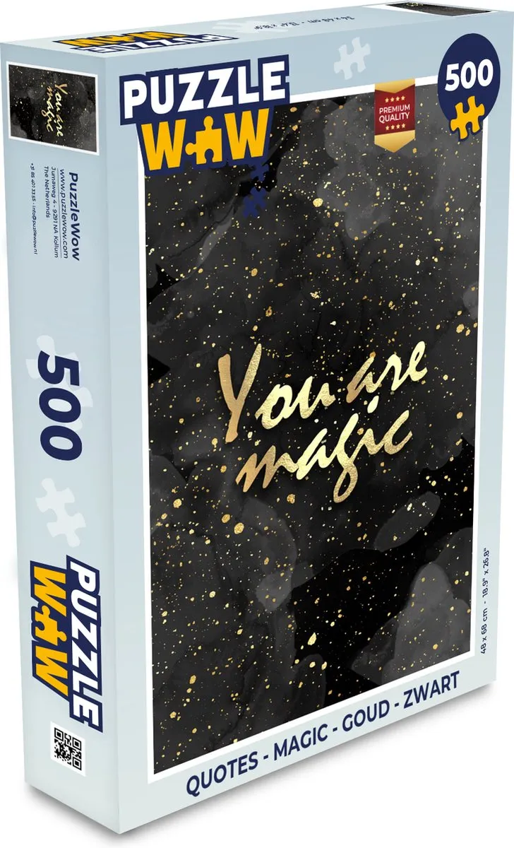 PuzzleWow Quotes Magic Legpuzzel 500 Stuks - Goud/Zwart