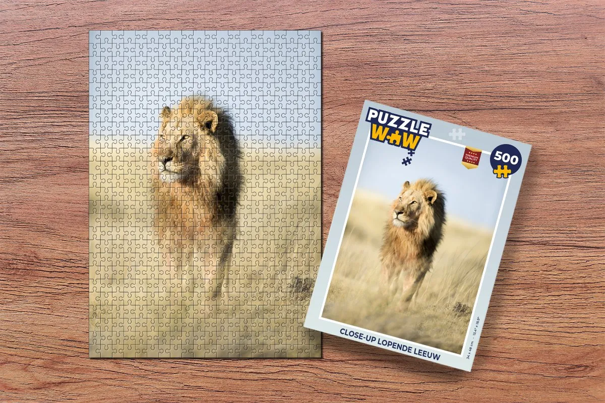 PuzzleWow Close-up Lopende Leeuw Legpuzzel 500 Stuks - Multicolor