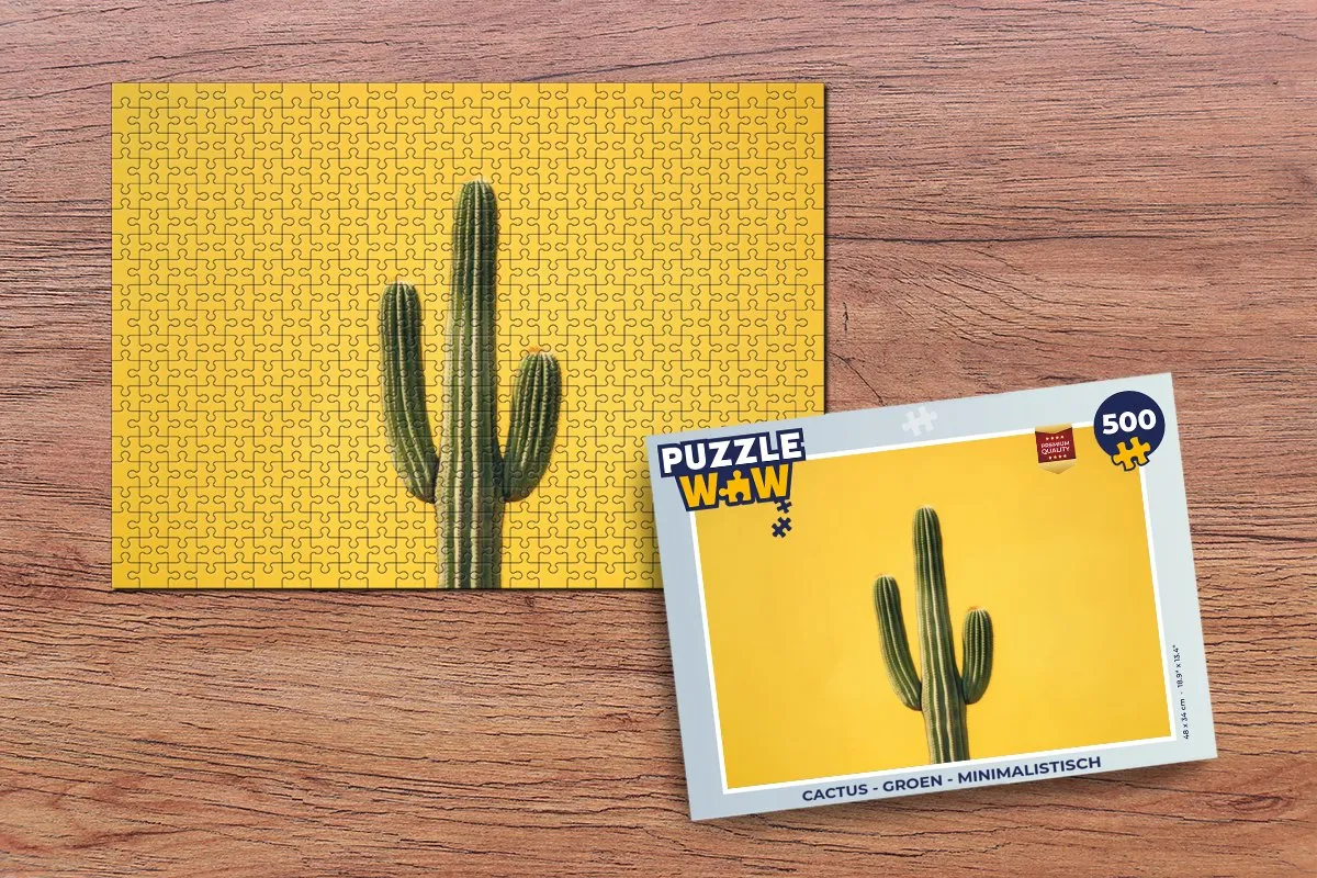 PuzzleWow Cactus Legpuzzel 500 Stuks - Minimalistisch Groen