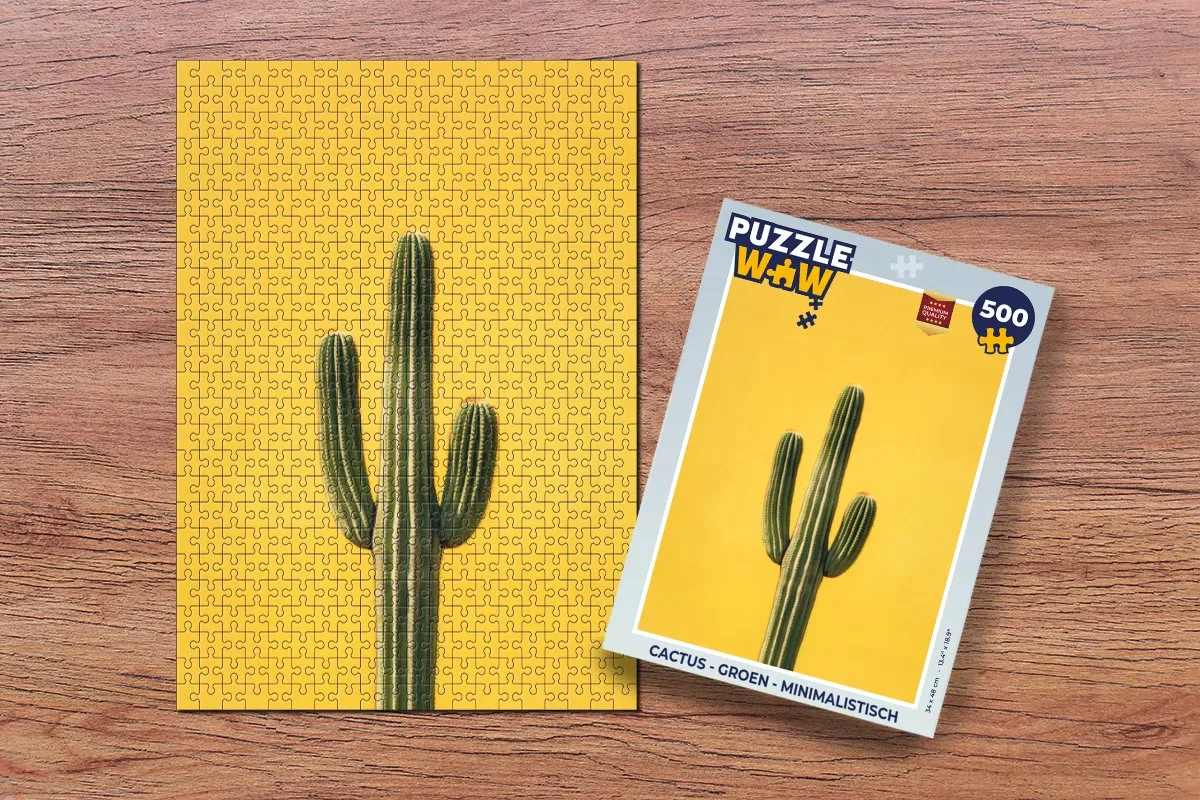 PuzzleWow Cactus Legpuzzel 500 Stuks - Minimalistisch Groen