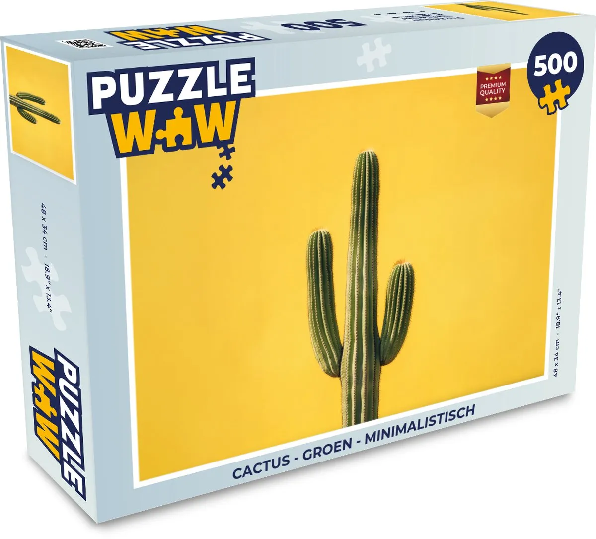 PuzzleWow Cactus Legpuzzel 500 Stuks - Minimalistisch Groen