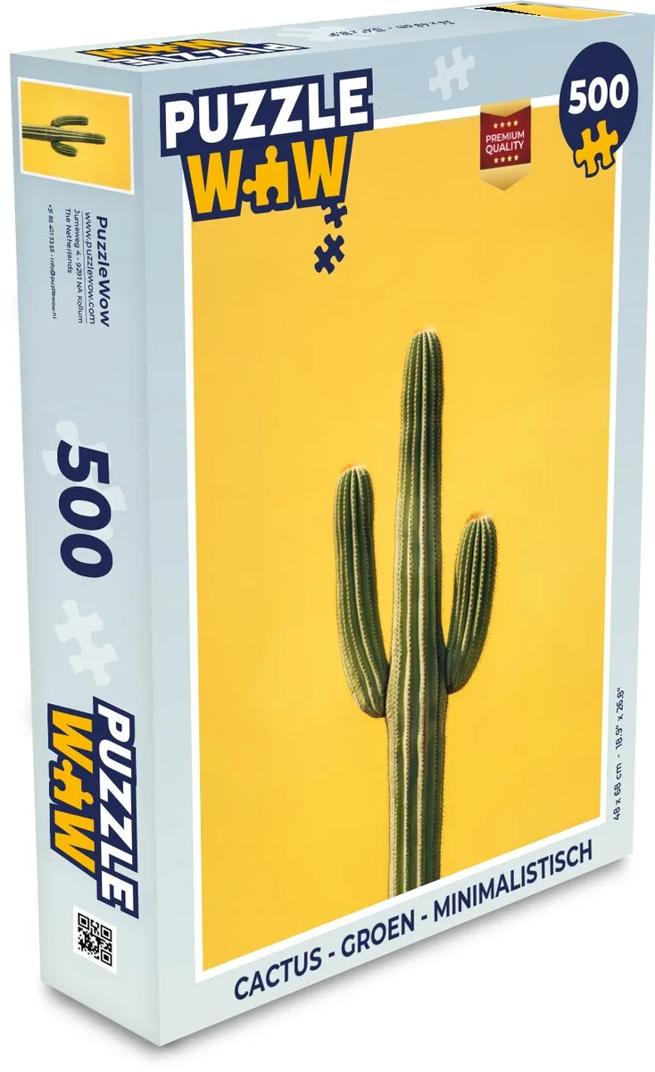 PuzzleWow Cactus Legpuzzel 500 Stuks - Minimalistisch Groen