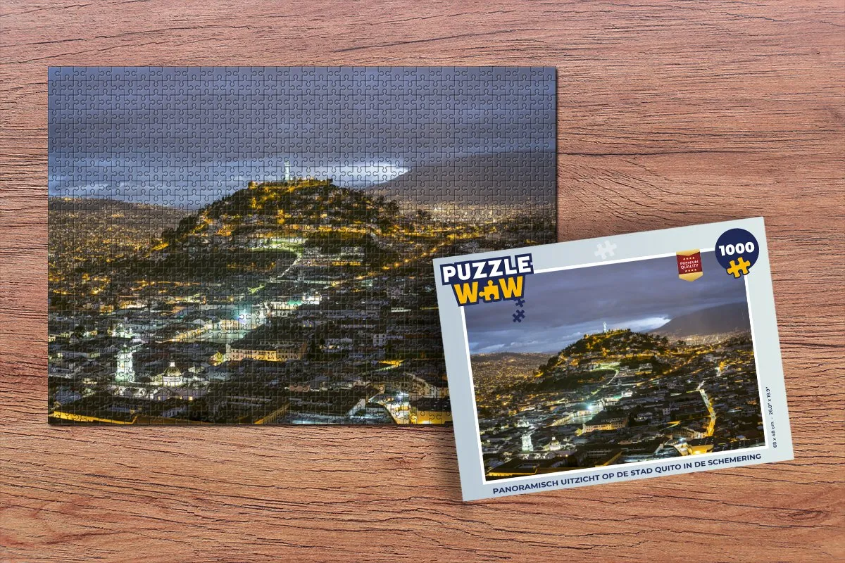 PuzzleWow Panoramisch Quito Legpuzzel 1000 Stuks - Multicolor