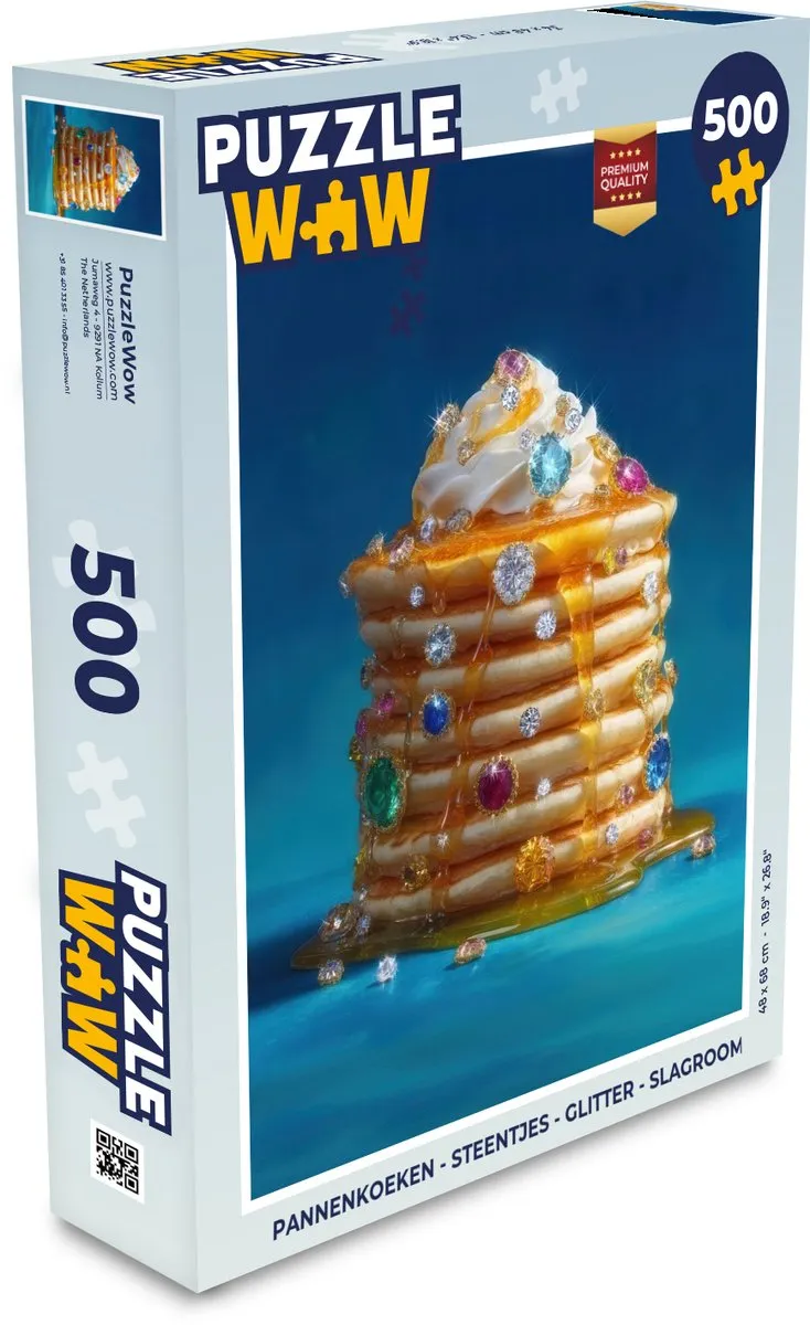 PuzzleWow Pannenkoeken Puzzel 500 Stuks - Glitter & Steentjes