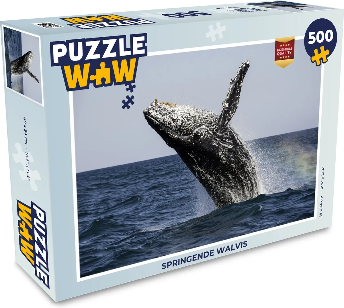 PuzzleWow Legpuzzel Springende Walvis 500 Stuks - Multicolor