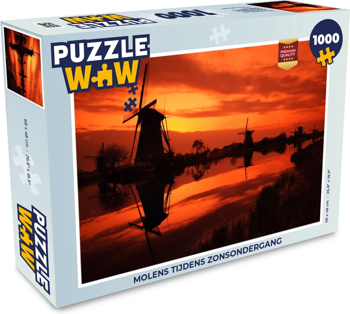 PuzzleWow Molens Zonsondergang Legpuzzel 1000 Stuks