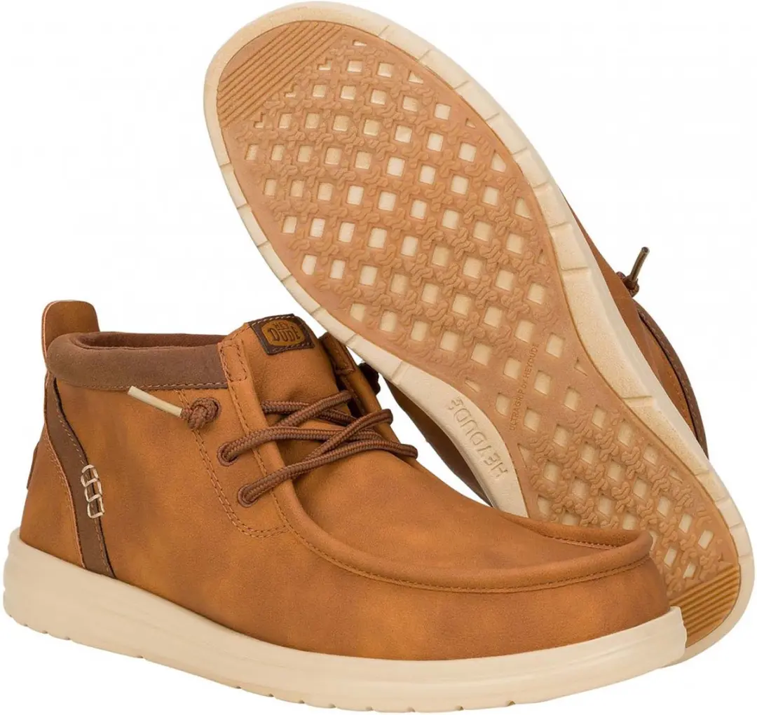 HEYDUDE Wally Mid GripR Classic Heren Instappers Cognac - Maat 42