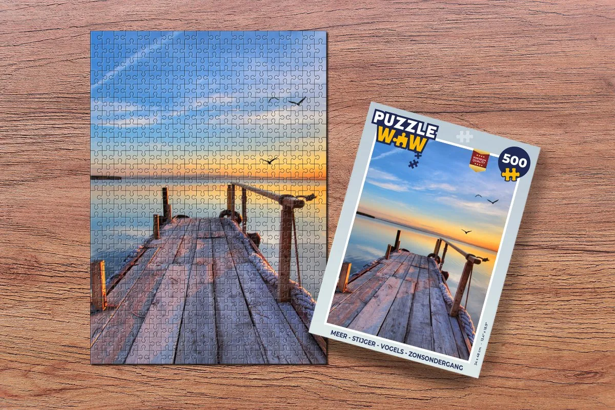 PuzzleWow Legpuzzel Steiger Vogels Zonsondergang Horizon 500 Stuks - Multicolor