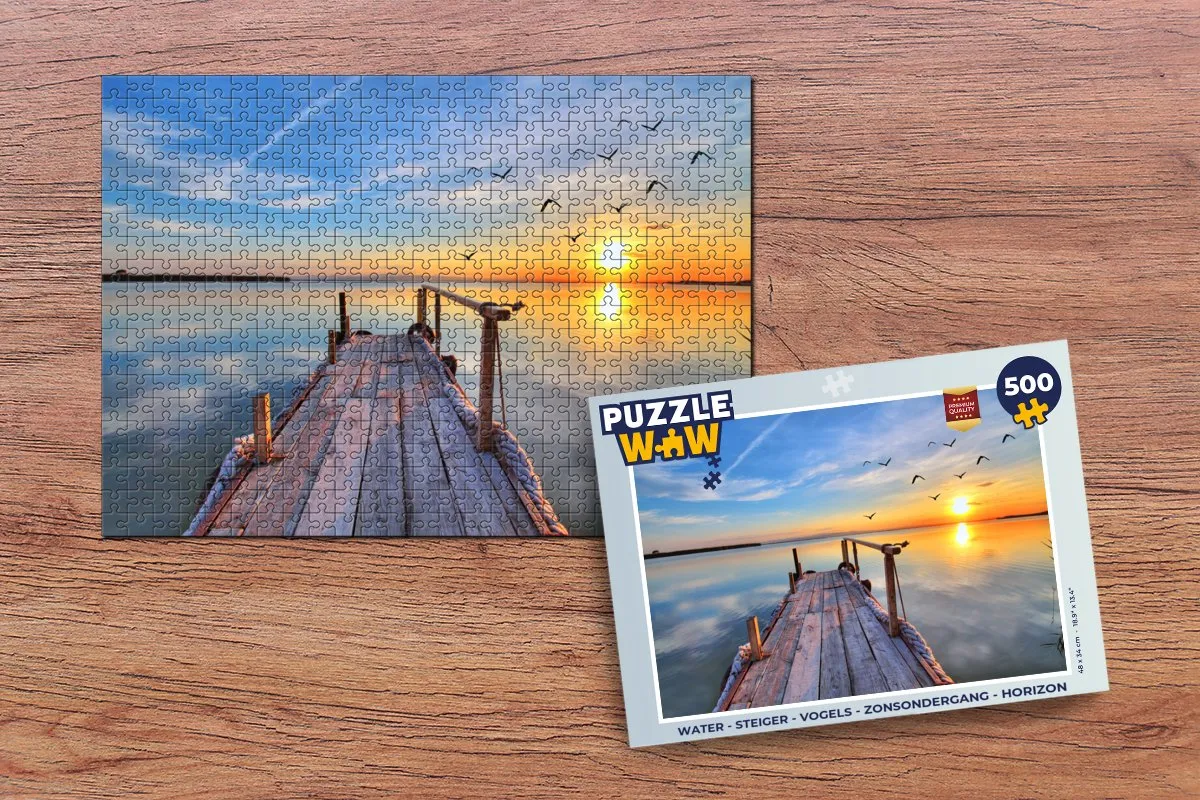 PuzzleWow Legpuzzel Steiger Vogels Zonsondergang Horizon 500 Stuks - Multicolor