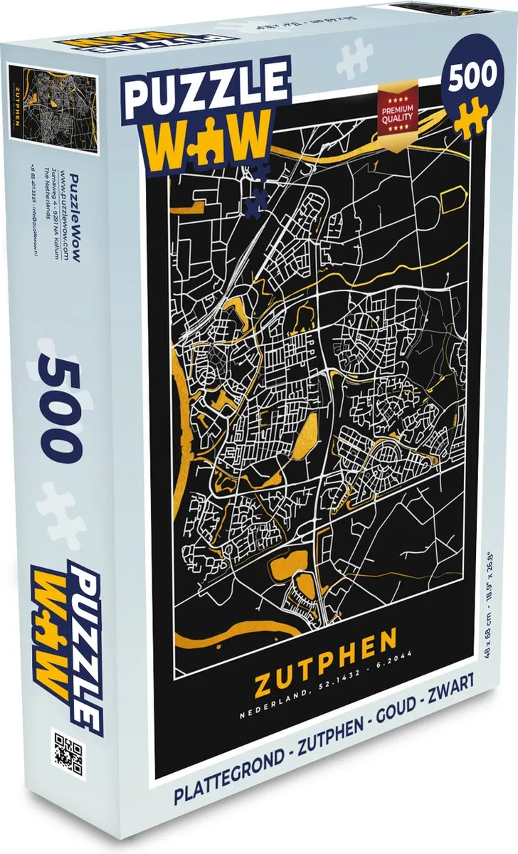 PuzzleWow Zutphen Legpuzzel 500 Stuks - Goud/Zwart