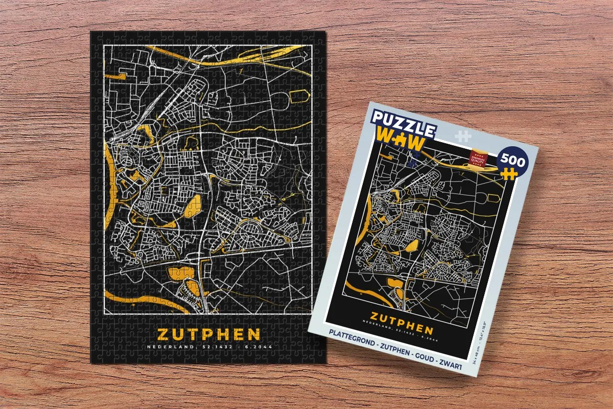 PuzzleWow Zutphen Legpuzzel 500 Stuks - Goud/Zwart