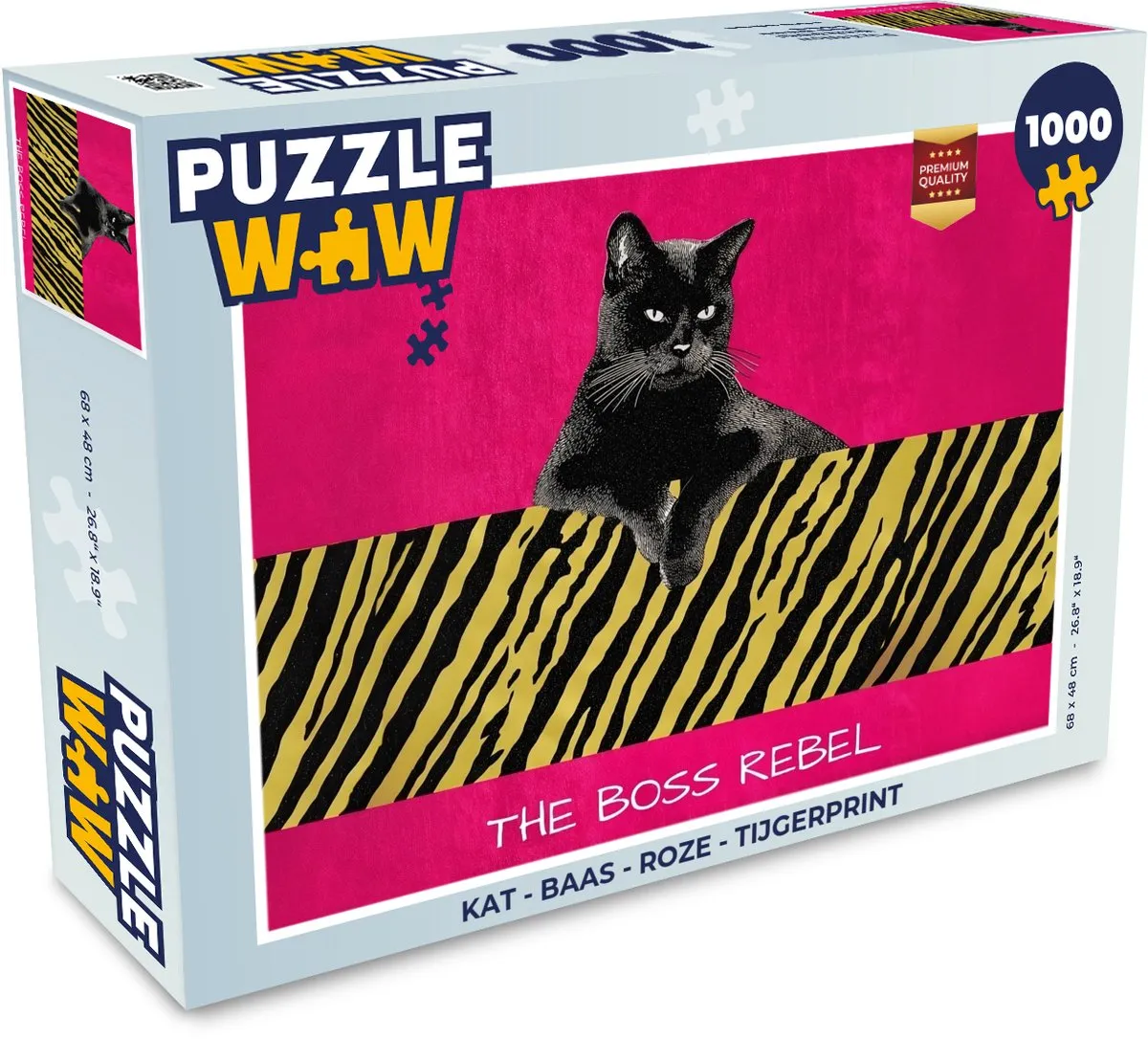 PuzzleWow Kat Baas Legpuzzel 1000 Stuks - Roze Tijgerprint
