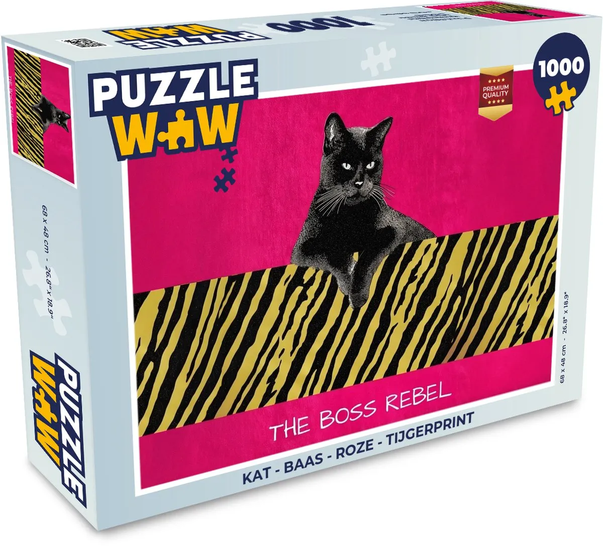 PuzzleWow Kat Baas Legpuzzel 1000 Stuks - Roze Tijgerprint
