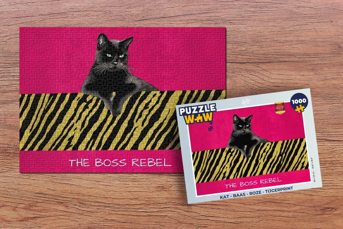 PuzzleWow Kat Baas Legpuzzel 1000 Stuks - Roze Tijgerprint