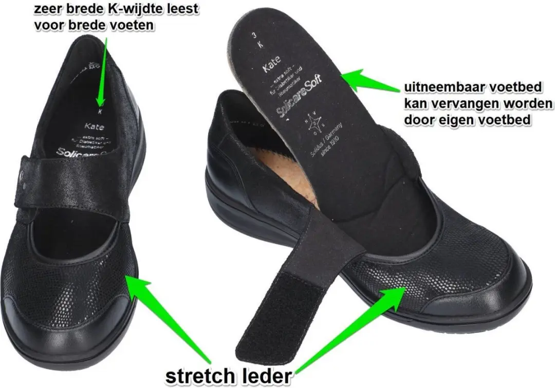 Solidus -Dames -  zwart - ballerina's & mocassins - maat 41.5 - afbeelding 2 van 6