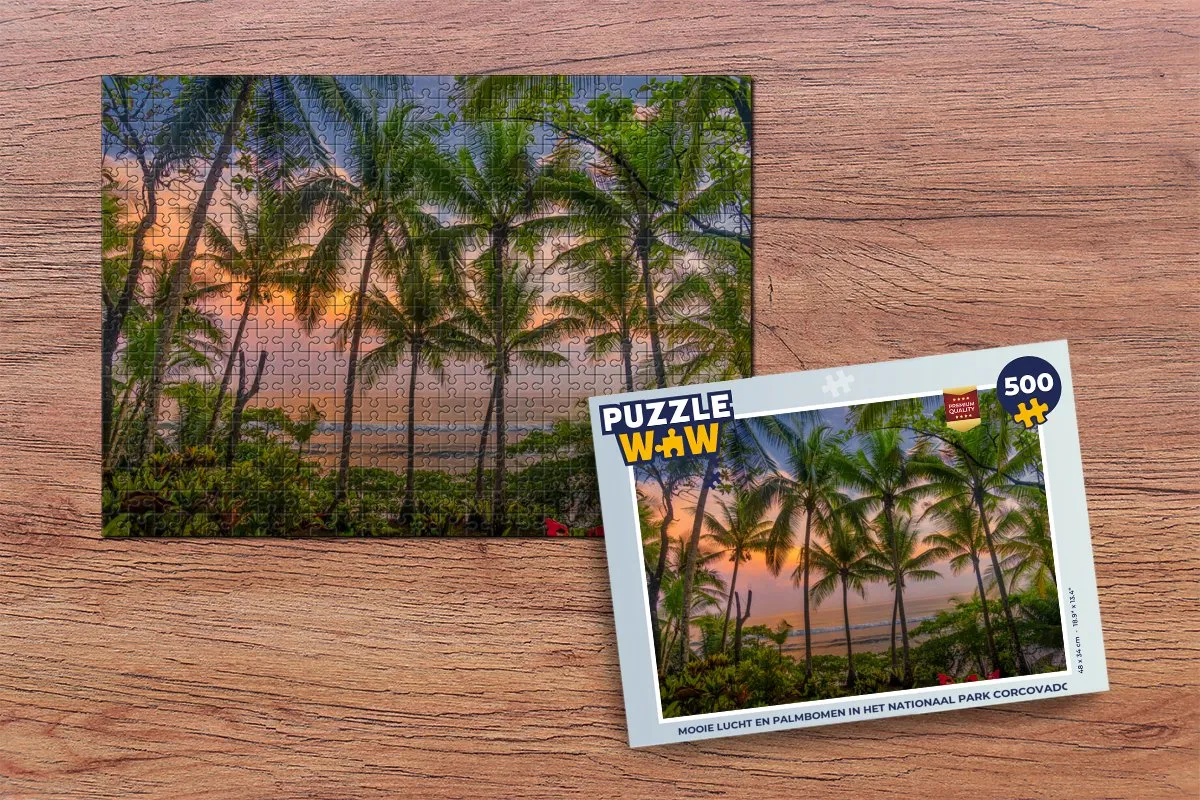 PuzzleWow Legpuzzel Mooie lucht en palmbomen Corcovado 500 Stuks - Multicolor