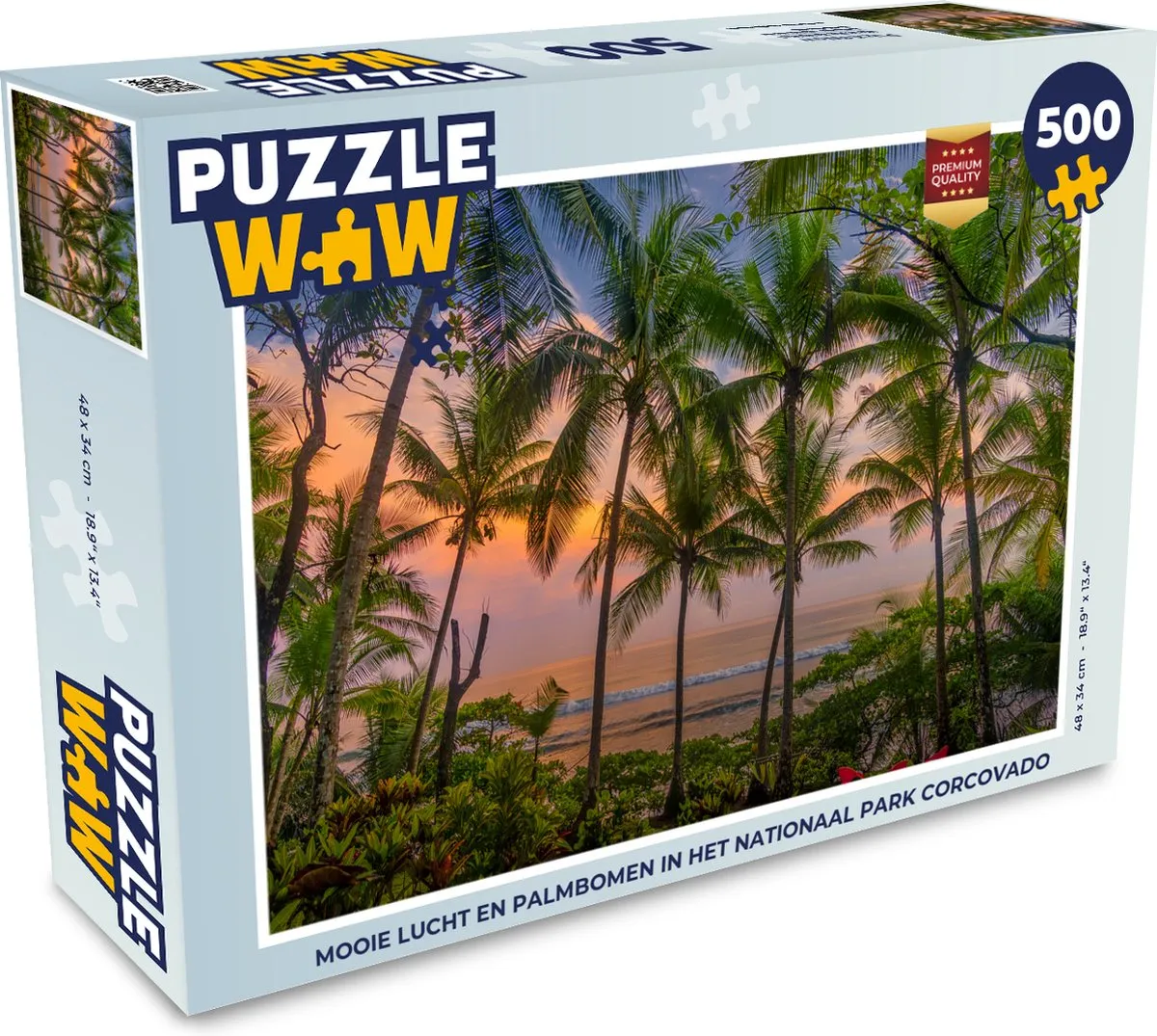 PuzzleWow Legpuzzel Mooie lucht en palmbomen Corcovado 500 Stuks - Multicolor