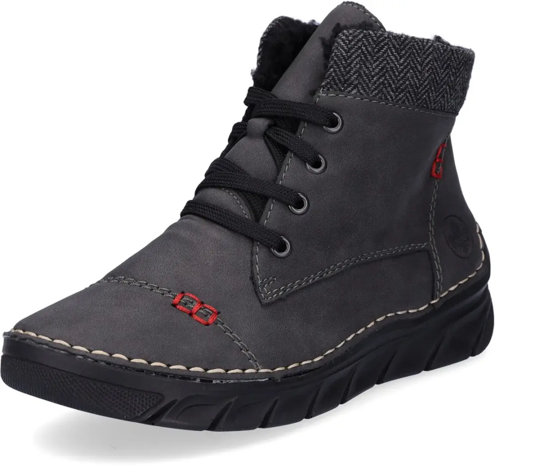 Rieker dames veterlaars enkellaars warme voering 55031-45 donkergrijs