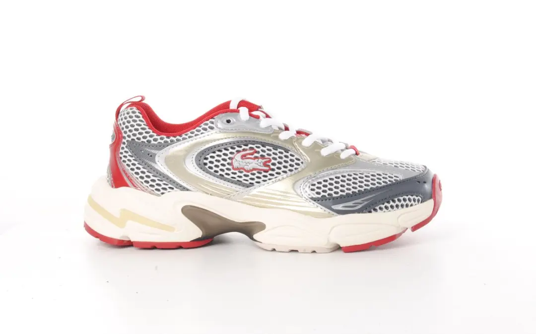 Lacoste dames torm sneaker mesh wit grijs rood