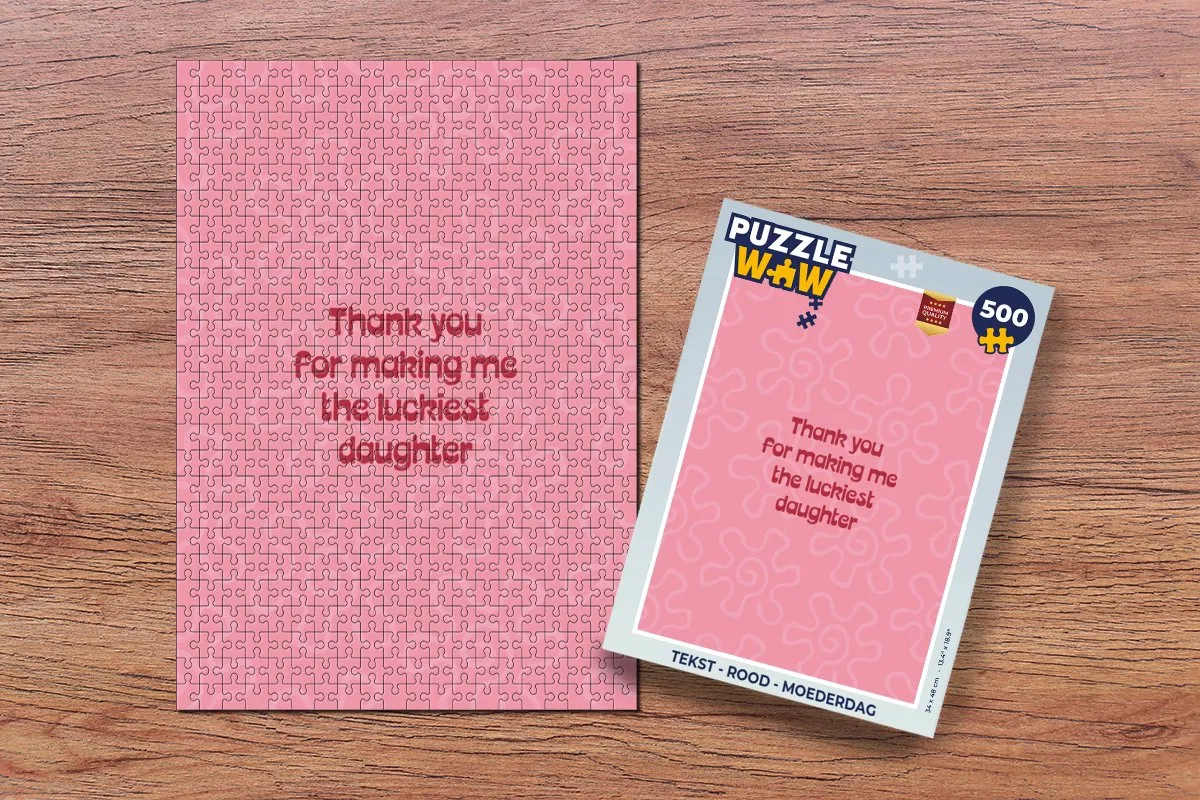 PuzzleWow Moederdag Legpuzzel 500 Stuks - Tekst 'Liefde' - Rood
