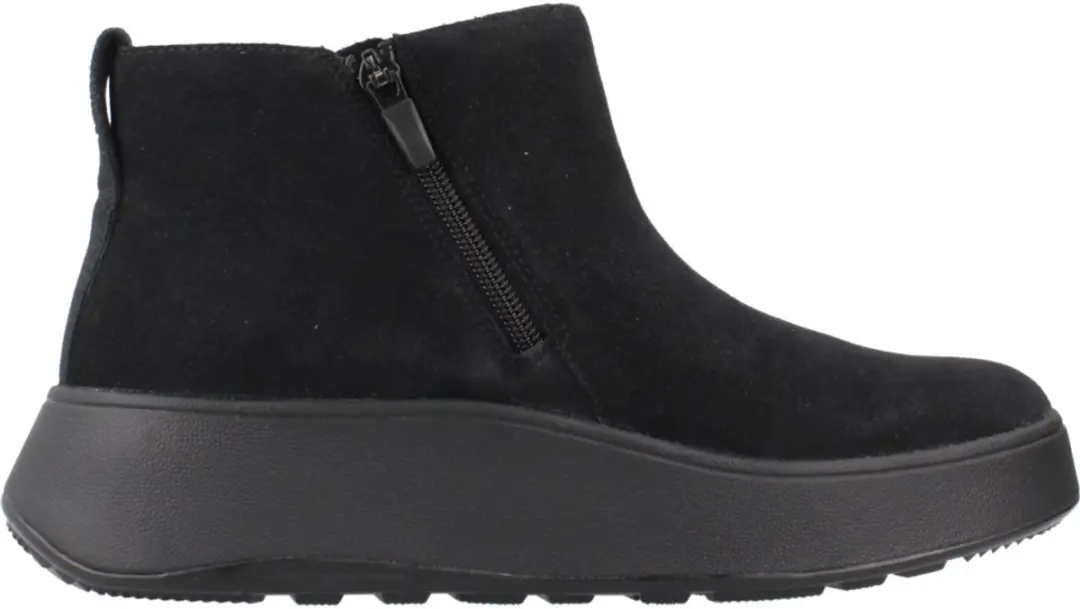 Fitflop F-mode Suede Flatform Zip Ankle Laarzen Zwart EU 36 Vrouw
