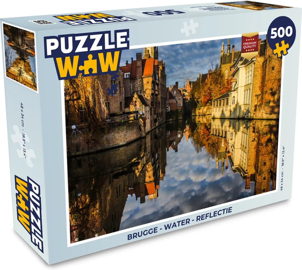 PuzzleWow Brugge Water Reflectie Legpuzzel 500 Stuks - Multicolor