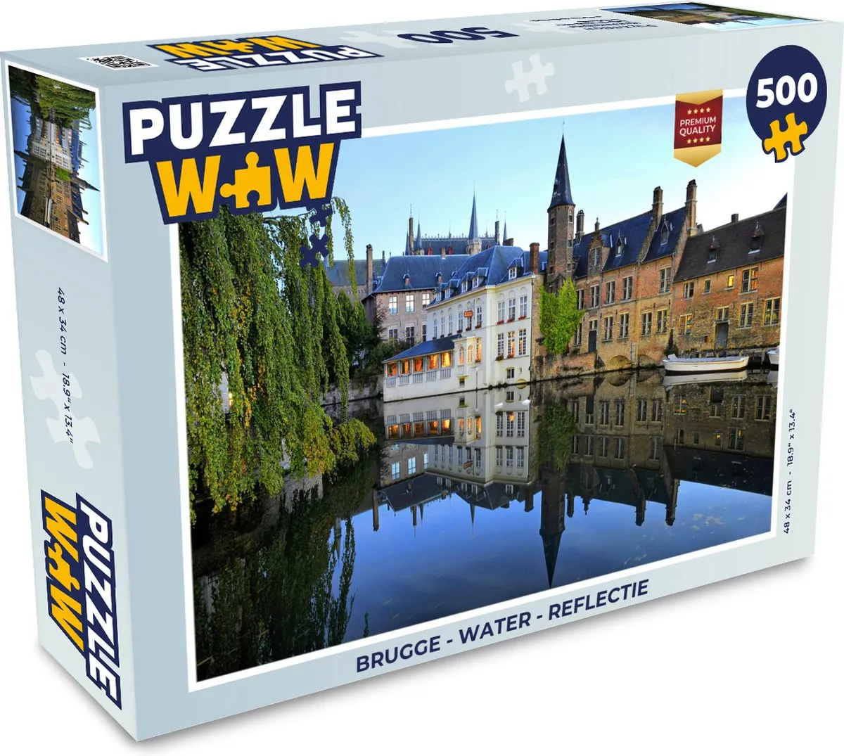 PuzzleWow Brugge Water Reflectie Legpuzzel 500 Stuks - Multicolor
