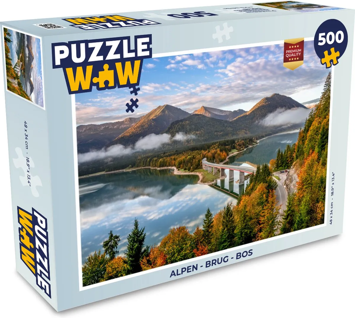 PuzzleWow Alpen Brug Bos Legpuzzel 500 Stuks - Multicolor
