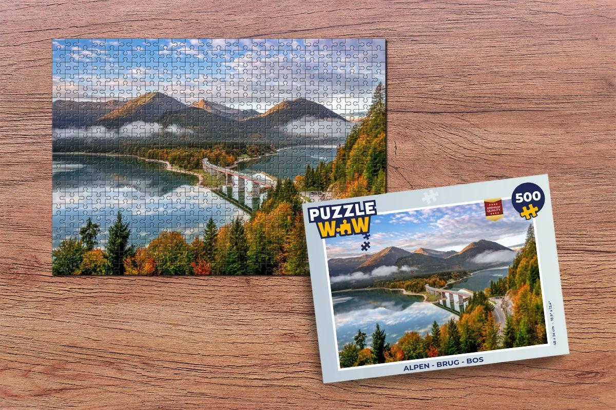 PuzzleWow Alpen Brug Bos Legpuzzel 500 Stuks - Multicolor