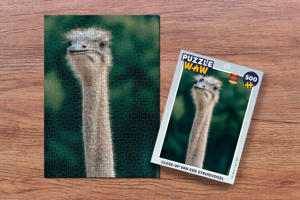 PuzzleWow Close-up Struisvogel Legpuzzel 500 Stuks - Multicolor