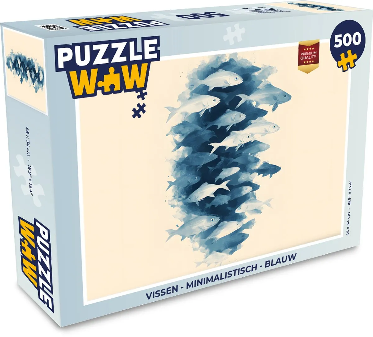 PuzzleWow Minimalistisch Vissen Legpuzzel 500 Stuks - Blauw