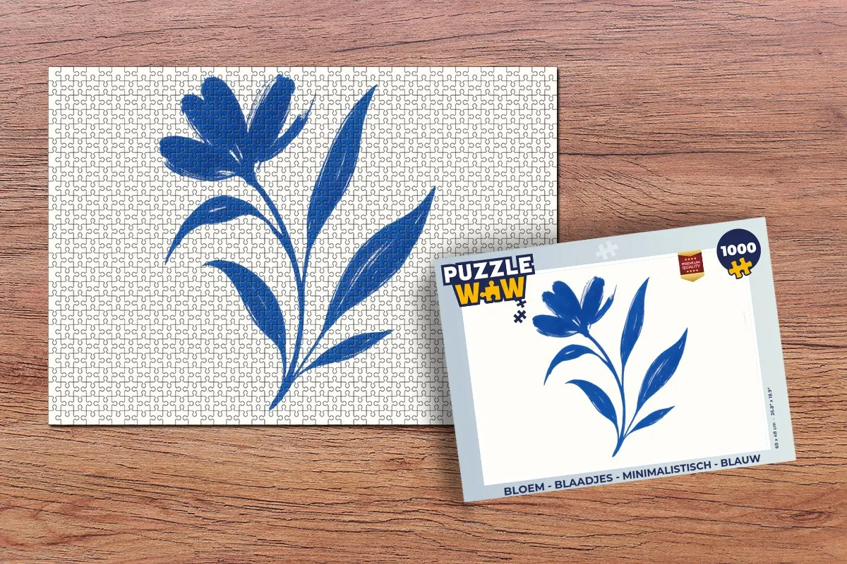 PuzzleWow Minimalistisch Bloem Blaadjes Legpuzzel 1000 Stuks - Blauw