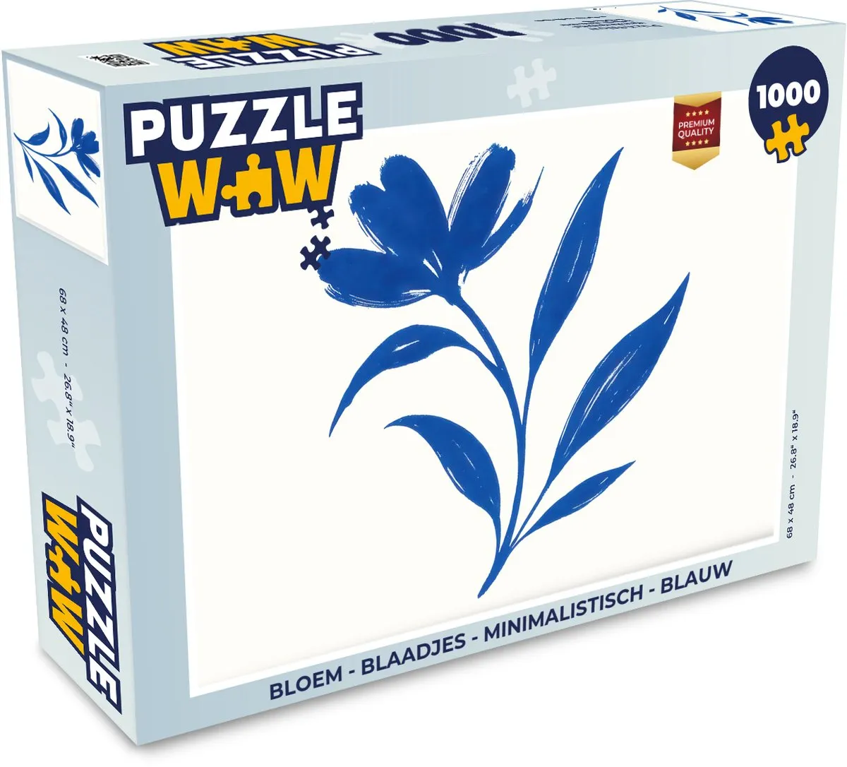 PuzzleWow Minimalistisch Bloem Blaadjes Legpuzzel 1000 Stuks - Blauw