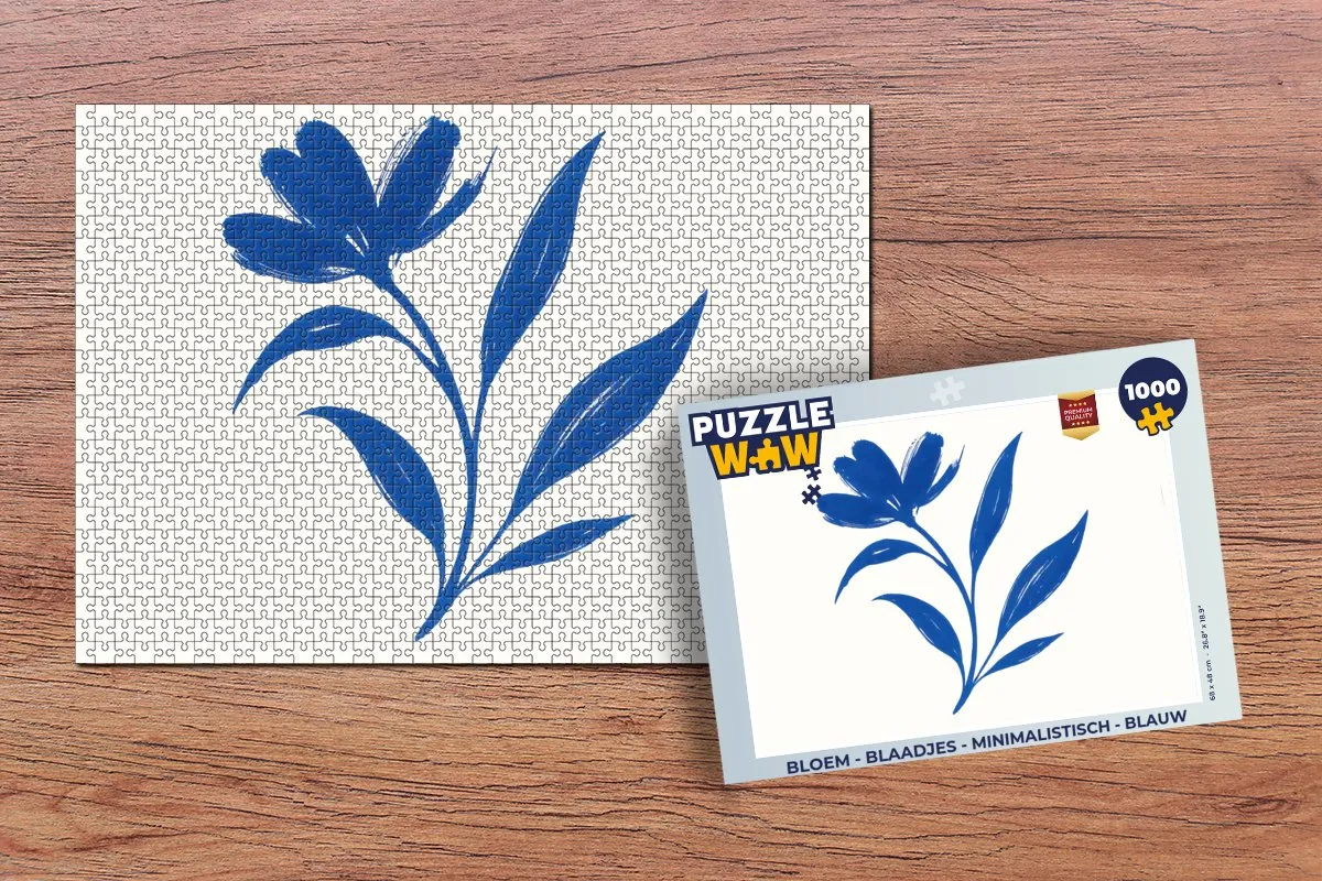 PuzzleWow Minimalistisch Bloem Blaadjes Legpuzzel 1000 Stuks - Blauw