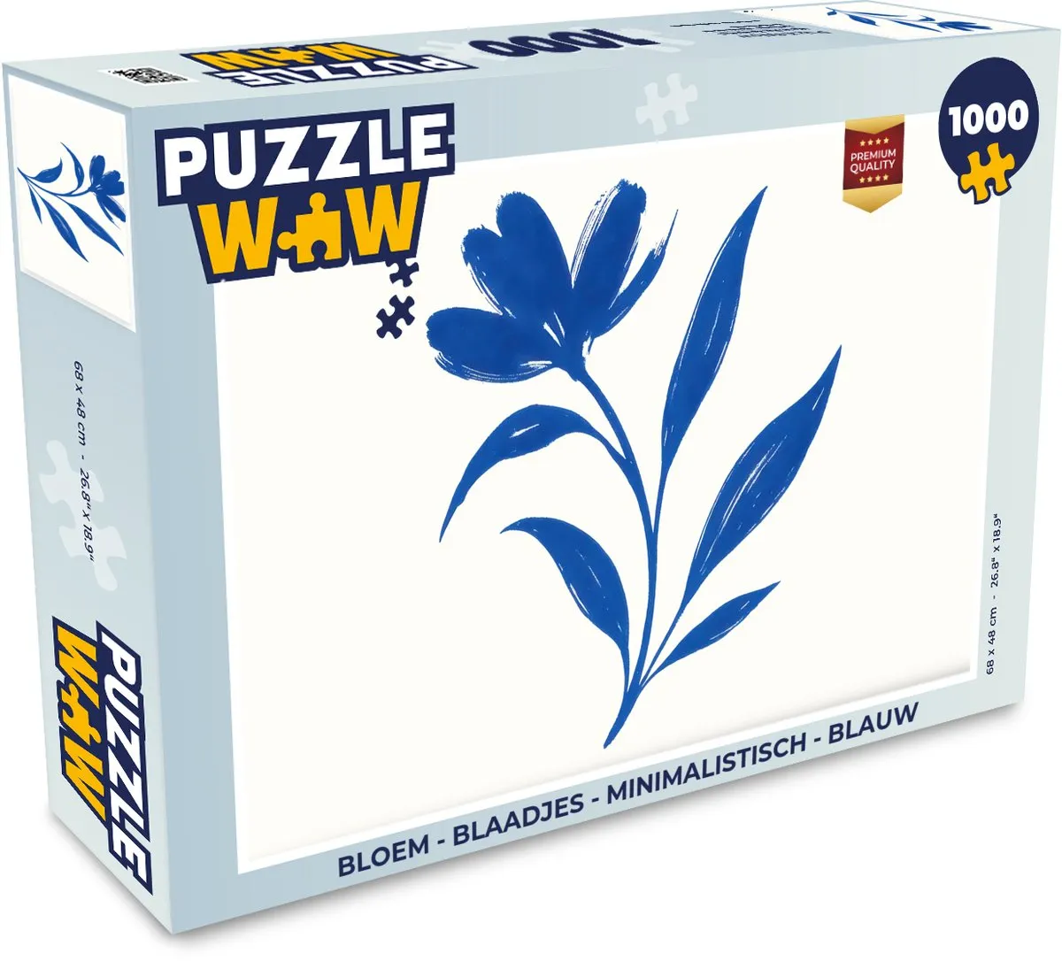 PuzzleWow Minimalistisch Bloem Blaadjes Legpuzzel 1000 Stuks - Blauw